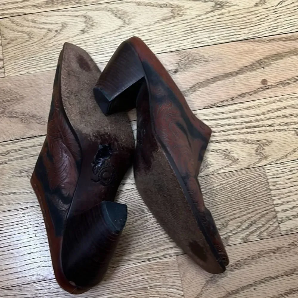 CHARLIE 1 HORSE LEATHER SLIP ON MULE BRAZILIAN WESTERN SHOES SZ 9B - Picture 3 of 5